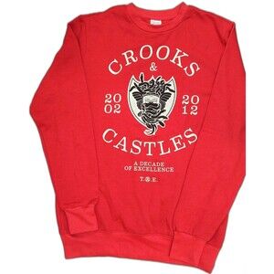 Crooks & Castles Graphic Crewneck Sweater Red Small